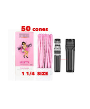 Load image into Gallery viewer, JUICY LUCY PINK cone 1 1/4 size (200pk, 100pk, 50pk) MADE IN FRANCE+3in1 herb filler grinder