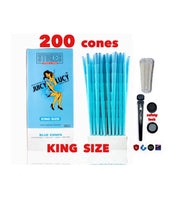 Load image into Gallery viewer, JUICY LUCY BLUE pre rolled cone king size (200ct, 100ct, 50ct)+tube+glass tip