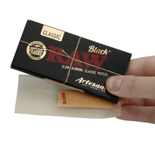 Load image into Gallery viewer, RAW Black Artesano King Size Slim Rolling Papers + RAW Phoenix Lighter + RAW Extendo Lighter