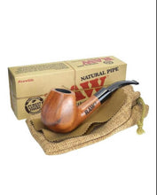 Load image into Gallery viewer, Raw Wooden Smoking Pipe Natural Uncoated Hand Carved+Raw Phoenix Extendo Lighter