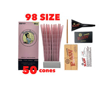 Load image into Gallery viewer, Blazy Susan pink cones 98mm 98 size 200 l 100 l 50cones + raw 98 king size cone