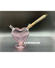 Load image into Gallery viewer, glass pink heart water bubbler pipe