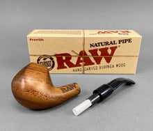 Load image into Gallery viewer, Raw Wooden Smoking Pipe Natural Uncoated Hand Carved+Raw Phoenix Extendo Lighter