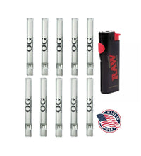 Load image into Gallery viewer, OG Chillum Glass Pipe One Hitter 4’’ Made In USA +Raw Phoenix  Lighter