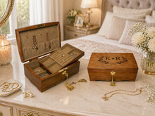 Load image into Gallery viewer, Personalized engraved wooden jewelry box