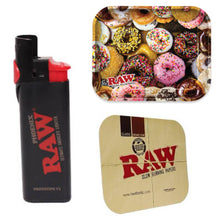 Load image into Gallery viewer, Raw Large Donut metal tray 14x11 inch+Raw Magnet Lid + Raw Phoenix Lighter