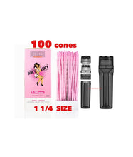 Load image into Gallery viewer, JUICY LUCY PINK cone 1 1/4 size (200pk, 100pk, 50pk) MADE IN FRANCE+3in1 herb filler grinder