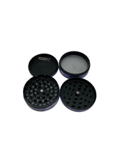 Load image into Gallery viewer, Violet purple flower lighter & 2.5 inch aluminum grinder.  Pretty cute girly lighter grinder set