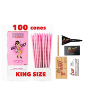 Load image into Gallery viewer, JUICY LUCY PINK cone KING size (200ct, 100ct 50ct) MADE IN FRANCE+RAW 98 king size loader