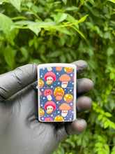 Load image into Gallery viewer, Cute mushroom patrern lighter & 2.5 inch aluminum grinder.  Pretty cute girly lighter grinder set