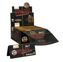 Load image into Gallery viewer, RAW Black Artesano King Size Slim Rolling Papers + RAW Phoenix Lighter + RAW Extendo Lighter