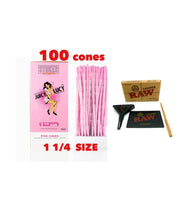 Load image into Gallery viewer, JUICY LUCY PINK cone 1 1/4 size (200ct, 100ct 50ct) MADE IN FRANCE+RAW 1 1/4 lean size loader