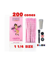 Load image into Gallery viewer, JUICY LUCY PINK pre-rolled cone 1 1/4size ( 200ct, 100ct, 50ct)+tube+glass tip