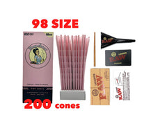 Load image into Gallery viewer, Blazy Susan pink cones 98mm 98 size 200 l 100 l 50cones + raw 98 king size cone