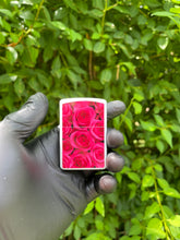 Load image into Gallery viewer, Red rose flower lighter & 2.5 inch aluminum grinder.  Pretty cute girly lighter grinder set