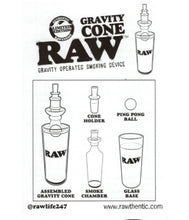 Load image into Gallery viewer, Raw Glass Gravity Cone Bubbler Device +Raw Phoenix Lighter +Extendo Lighter