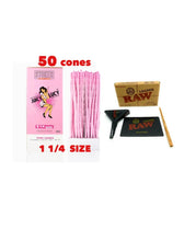 Load image into Gallery viewer, JUICY LUCY PINK cone 1 1/4 size (200ct, 100ct 50ct) MADE IN FRANCE+RAW 1 1/4 lean size loader