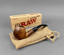 Load image into Gallery viewer, Raw Wooden Smoking Pipe Natural Uncoated Hand Carved+Raw Phoenix Extendo Lighter