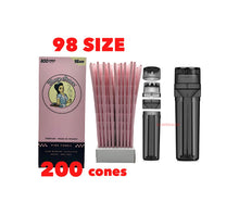 Load image into Gallery viewer, Blazy Susan pink pre rolled cone 98MM 98 size made in France 50pk | 100pk | 200pk + new design portable 3 in 1 herb grinder