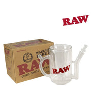 Load image into Gallery viewer, Raw Wake Up Bake Up Glass Mug Glass Bubbler Mug +Raw Phoenix Lighter + Raw Extendo Lighter