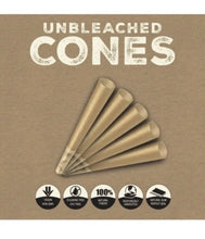 Load image into Gallery viewer, Zig Zag 1 1/4 size unbleached pre rolled cone (50, 100, 200, 300, 400, 500)cones + raw 1 1/4 lean size loader kit