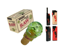 Load image into Gallery viewer, Raw Nice Dream Glass Cone Holder + Raw Lighters