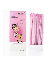 Load image into Gallery viewer, Juicy Lucy Pink 1 1/4 size pre-rolled cone 25/50/100/200/300/500 + RAW 1 1/4 size metal caddy box