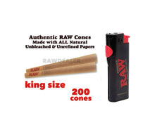Load image into Gallery viewer, Raw classic King Size cone pre rolled (50, 100, 200, 300, 400, 500) + Raw Phoenix refillable lighter