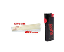 Load image into Gallery viewer, RAW Organic King Size cone pre rolled (50, 100, 200, 300, 400, 500) + Raw Phoenix refillable lighter