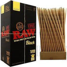 Load image into Gallery viewer, Raw Black King Size cone pre rolled (50, 100, 200, 300, 400, 500) + Raw Extendo refillable lighter + Cone Glass Holder Tip
