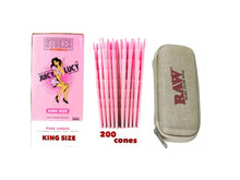 Load image into Gallery viewer, Juicy Lucy pink king Size Pre-Rolled Cones + raw Cone Wallet