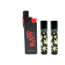 Load image into Gallery viewer, RAW Phoenix lighter + Clipper golden leaves refillable lighter