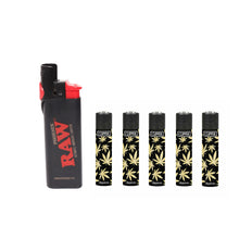 Load image into Gallery viewer, RAW Phoenix lighter + Clipper golden leaves refillable lighter