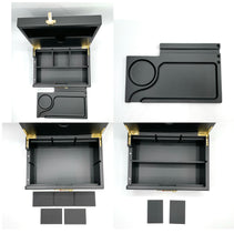 Load image into Gallery viewer, Premium large bamboo stash box with combination lock and removable sliding tray + torch lighter + aluminum 2.5” grinder + glass jar