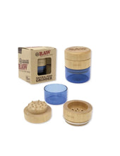 Load image into Gallery viewer, RAW nature wood & glass storage grinder  +  Premium large Bamboo wood stash box with lock and removable rolling tray