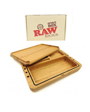 Load image into Gallery viewer, RAW natural bamboo SPIRIT box rolling tray/magnetic rubber sealed storage
