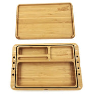 Load image into Gallery viewer, RAW natural bamboo SPIRIT box rolling tray/magnetic rubber sealed storage