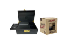 Load image into Gallery viewer, RAW nature wood & glass storage grinder  +  Premium large Bamboo wood stash box with lock and removable rolling tray