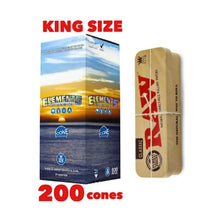 Load image into Gallery viewer, elements organic rice king size pre-rolled cone (50, 100, 200, 300, 400, 500)+RAW king size caddy container