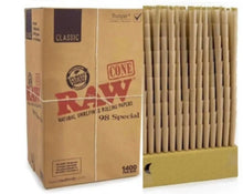 Load image into Gallery viewer, Raw classic 98 special Size cone pre rolled (50, 100, 200, 300, 400, 500) + Raw refillable torch lighter + Cone glass holder tip