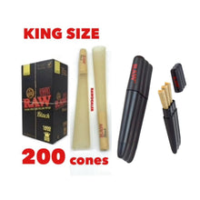 Load image into Gallery viewer, RAW Black King Size Pre-Rolled Cone(50, 100, 200, 300, 400, 500)+RAW three tree case
