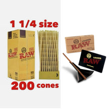 Load image into Gallery viewer, Raw 1 1/4 size pre rolled cone (50, 100, 200, 300, 400, 500)cones + raw 1 1/4 lean size loader kit