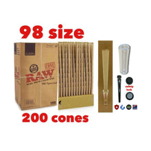Load image into Gallery viewer, RAW Classic 98 special Size Pre-Rolled Cone (50, 100, 200, 300, 400, 500)+ glass cone tip+doob tube