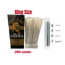 Load image into Gallery viewer, Zig zag ultra thin king size pre rolled cones + aluminum water and smell proof tube