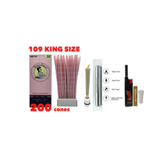 Load image into Gallery viewer, Blazy Susan Pink King Size 109mm cone pre rolled (50, 100, 200, 300, 400, 500) + Raw Extendo refillable lighter + Aluminum Doob Tube + Glass Tip