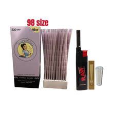 Load image into Gallery viewer, Blazy Susan purple 98mm Size cone pre rolled (50, 100, 200, 300, 400, 500) + Raw Extendo refillable lighter + Cone Glass Holder Tip