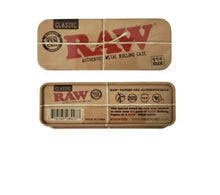 Load image into Gallery viewer, Juicy Lucy Blue 1 1/4 size pre-rolled cone 25/50/100/200/300/500 + RAW 1 1/4 size metal caddy box