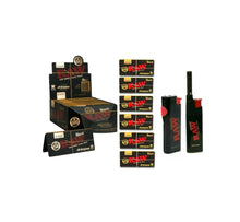 Load image into Gallery viewer, RAW Black Artesano King Size Slim Rolling Papers + RAW Phoenix Lighter + RAW Extendo Lighter