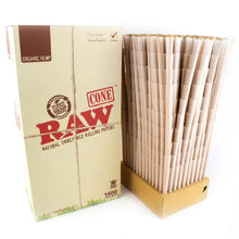 Load image into Gallery viewer, Raw Organic Classic King Size cone pre rolled (50, 100, 200, 300, 400, 500) + Raw Extendo refillable lighter + Aluminum Doob Tube + Glass Tip