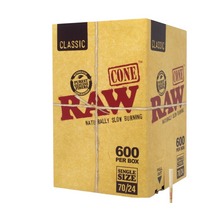 Load image into Gallery viewer, Raw single 70/24 size pre rolled cone with tip (50, 100, 200, 300, 400, 500) + Raw phoenix + Glass tip